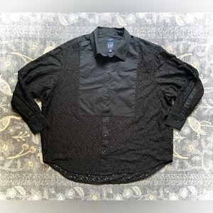 GAP Black Lace Bib Big Shirt